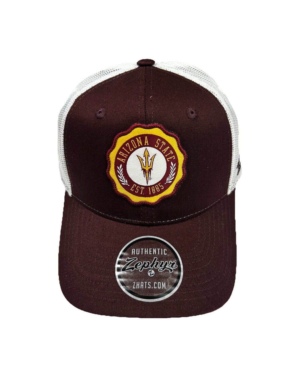 Arizona State Sun Devils Trucker Hat Cap Maroon Gold Zephyr Snapback Adjustable